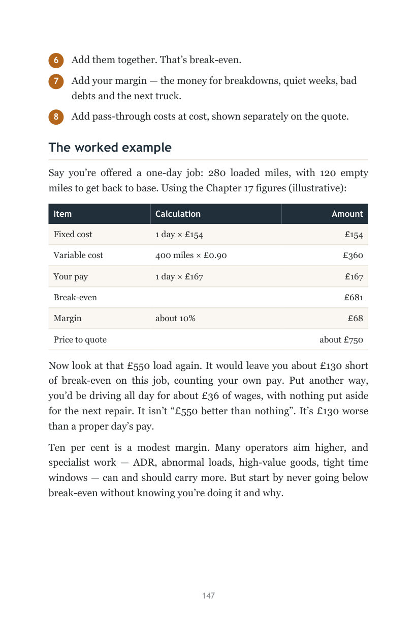 Page from Know Your Worth, Chapter 18: Pricing a Load Properly